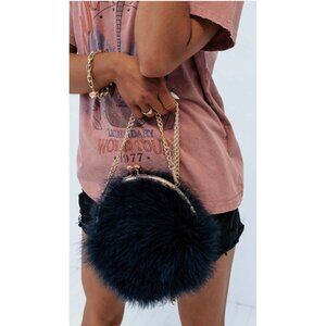 Power Of Love Feather Purse In Navy windsorstore